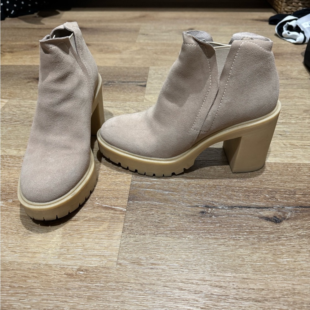 Nude Suede Dolce Vita Ankle Boots